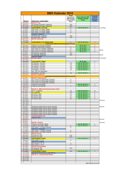 BMX kalender 2016 incl. interclub wedstrijden