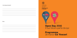 Open Day 2016 Il tuo futuro parte da qui Programma 18 marzo Ca