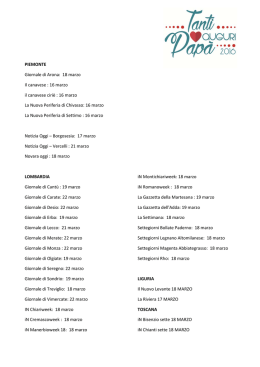 PIEMONTE Giornale di Arona: 18 marzo Il canavese : 16 marzo il