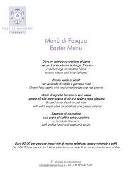 menu di pasqua - Villa Le Maschere