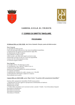1° Corso di diritto tavolare - Ordine degli Avvocati di Trieste