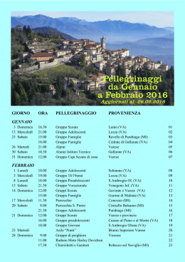 Pellegrinaggi 2016 - Parrocchia di Santa Maria del Monte | Sacro