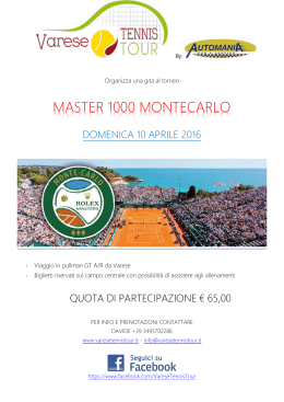 master 1000 montecarlo - Varese Tennis Tour 2016