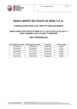 ISIN IT0005082265 - Banca Monte dei Paschi di Siena S.p.A.