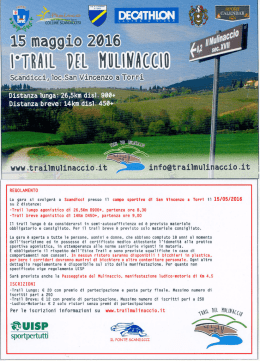 12 maggio I Trail del Mulinaccio - Scandicci, San Vincenzo a