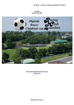 Clubblad nummer 27 Racer- seizoen 2015-2016