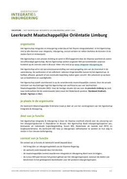 Vacature MO-leerkracht Limburg - Agentschap Integratie en