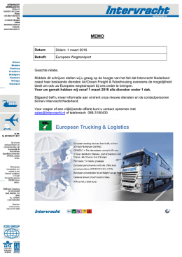 Datum: Didam: 1 maart 2016 Betreft: Europees Wegtransport
