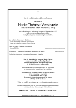 Marie-Thérèse Verstraete - Begrafenissen Depoorter