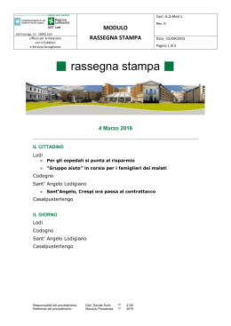 Rassegna Stampa 4 Marzo 2016 - Azienda Ospedaliera della