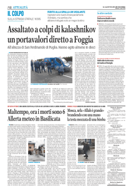 01 03 16 FG FERITO ALLA SPALLA UN VIGILANTE