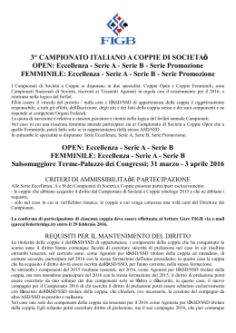 Serie A - Serie B - Serie Promozione FEMMINILE: Eccellenza