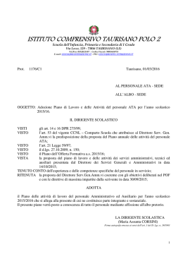 Piano di lavoro personale ATA - A.S. 2015/16