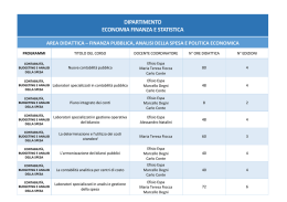 1. Area Finanza pubblica, analisi della spesa, politica economica e