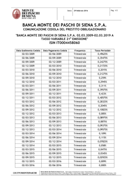 ISIN IT0004458060 - Banca Monte dei Paschi di Siena S.p.A.