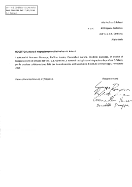 Lettera di ringraziamento alla Prof.ssa Maria Palazzi