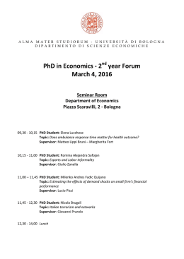 PhD in Economics - 2 year Forum March 4, 2016