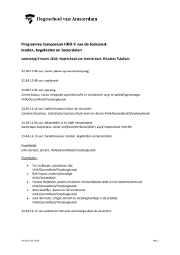 Programma Symposium HBO-V - Hogeschool van Amsterdam