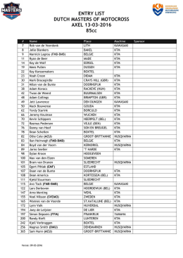 ENTRY LIST DUTCH MASTERS OF MOTOCROSS AXEL 13