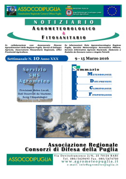 Notiziario Agrometeorologico & Fitosanitario Regionale