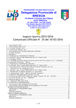 10/03/2016 - Comunicato ufficiale N.35