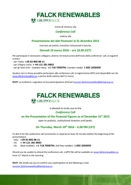 Conference Call - Falck Renewables