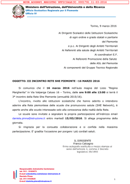 Nota USR prot. n. 1791 - Ufficio Scolastico Regionale Piemonte