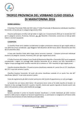 Regolamento Mezza Maratona Fidal VCO 2016