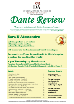 Current newsletter &ndash; pdf - Dante Alighieri Society of Canberra