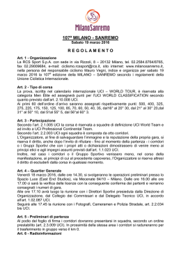 Regolamento - Milano Sanremo