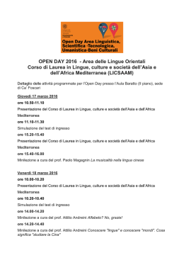 OPEN DAY 2016 - Università Ca` Foscari di Venezia