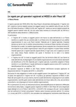 Le regole per gli operatori registrati al MOSS in altri Paesi UE