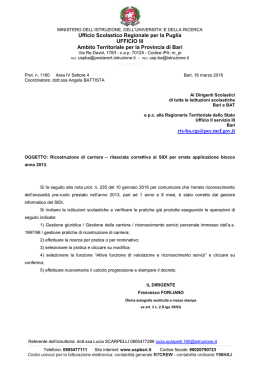 Nota n.1160 del 16/3/2016 - Ambito Territoriale per la provincia di Bari