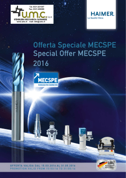 Offerta Speciale MECSPE Special Offer MECSPE 2016