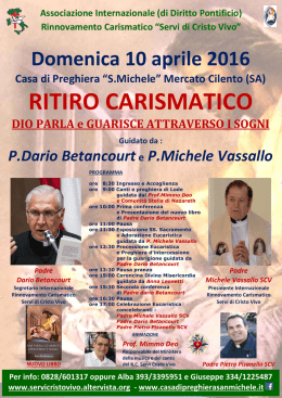 Prossimo Ritiro - Casa di Preghiera S. Michele