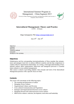 China Segment 2015 Intercultural Management: Theory and Practice
