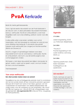 Nieuwsbrief 1 2016 PvdA Kerkrade
