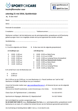 Inschrijfformulier Sport For Care zaterdag 21 mei 2016, Quelderduijn