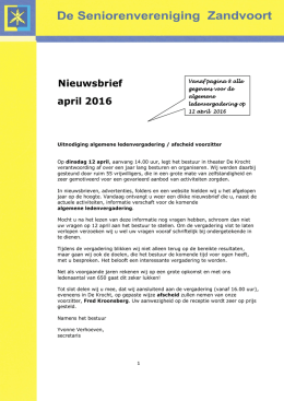 Nieuwsbrief april 2016 - Senioren vereniging Zandvoort