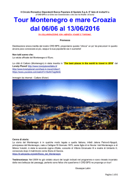 Locandina Montenegro 2016 - CRD Banca Popolare di Spoleto