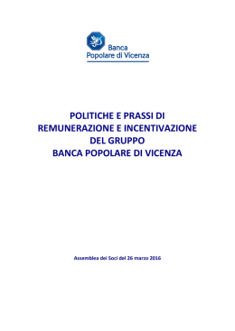 politiche di remunerazione - Banca Popolare di Vicenza