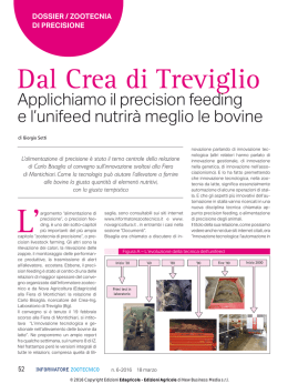 L`articolo completo &egrave; pubblicato su Informatore Zootecnico n. 6/2016