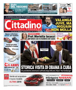 storica visita di obama a cuba - Il giornale italiano primo in Québec e