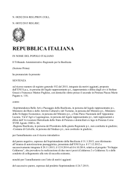 Sentenza del TAR Basilicata n. 282 del 24/3/2016