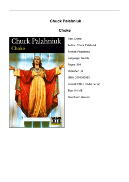 Chuck Palahniuk Choke - Impressions By Maria