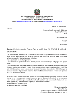 189 Modifiche calendario Iscol@ Linea A