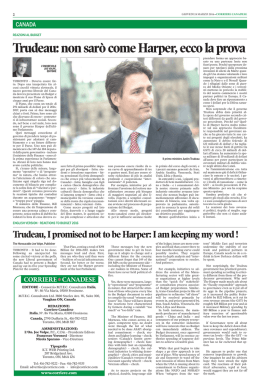 Trudeau: non sarò come Harper, ecco la prova