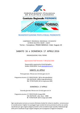 Pista: dispositivo Torino 16/17 aprile