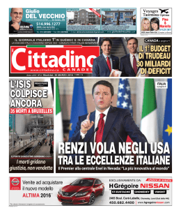 30-marzo-2016 - Il giornale italiano primo in Québec e in Canada