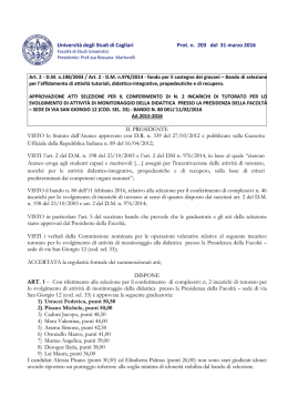 Approvazione atti - Facoltà - Università degli studi di Cagliari.